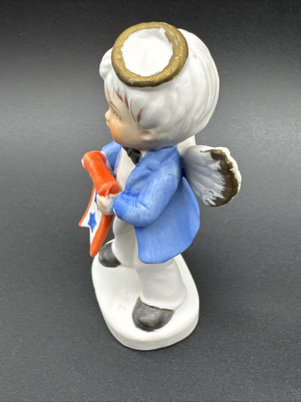 VTG Brinn’s Fourth Of July Boy Birthday Angel Bisque Figurine Patriotic READ