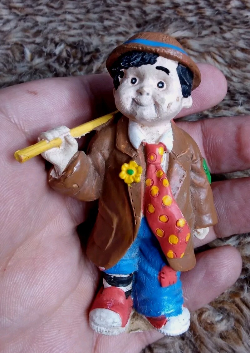 Vintage Papel Resin Boy Figure In Halloween Hobo Costume “Trick Or Treat” 3″
