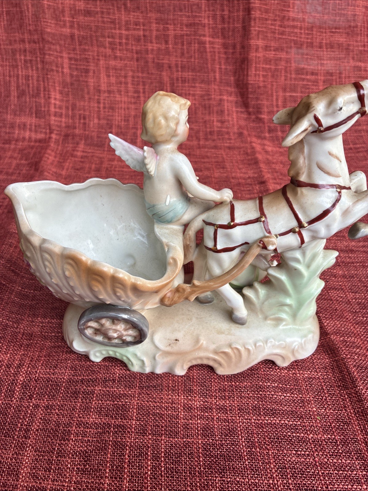 UCAGCO Japan Hand Painted Cherub & Deer Figurine Vintage Porcelain