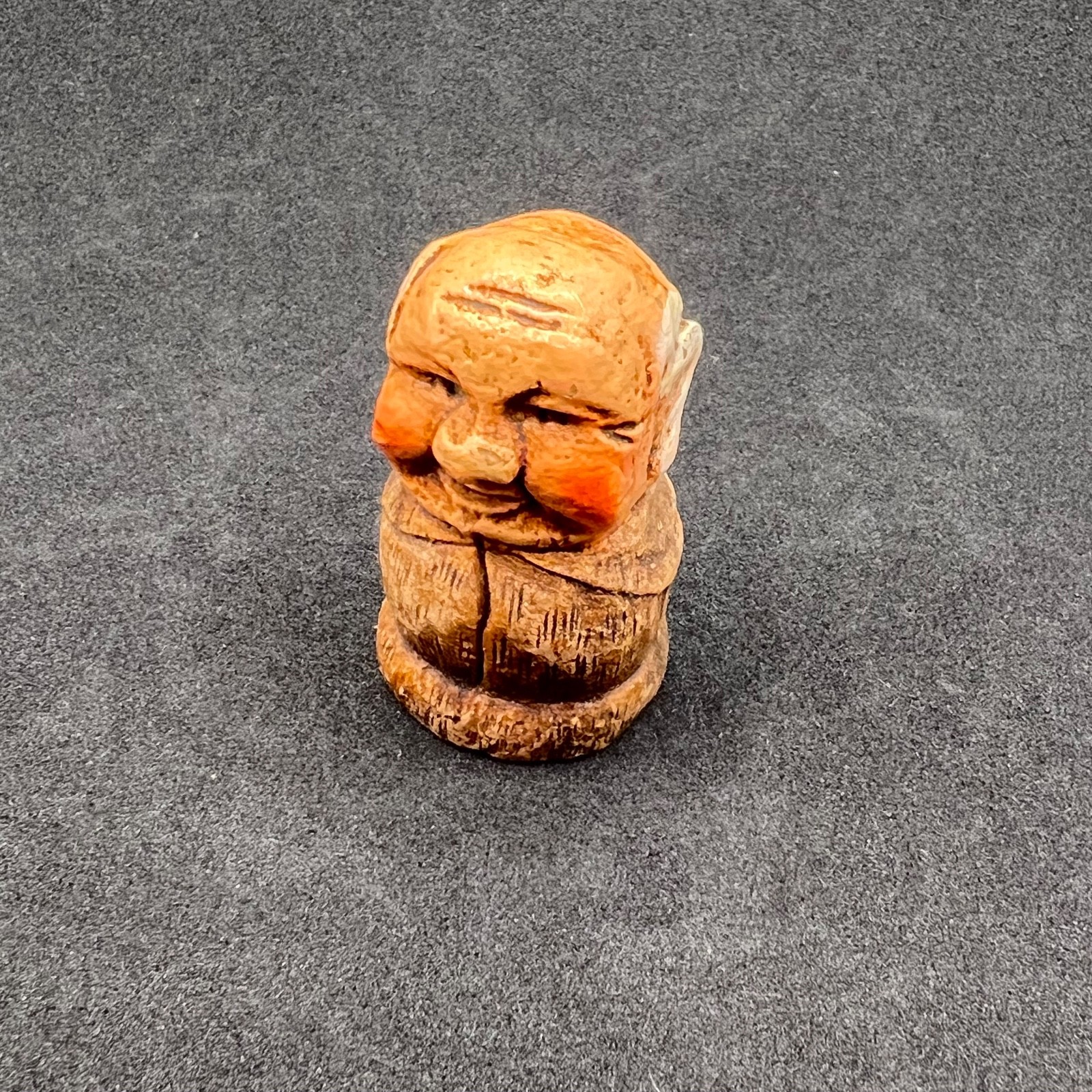 Rustic Wood Folk Art Carving Old Man Face Bust Statue Hand Whittled Character
