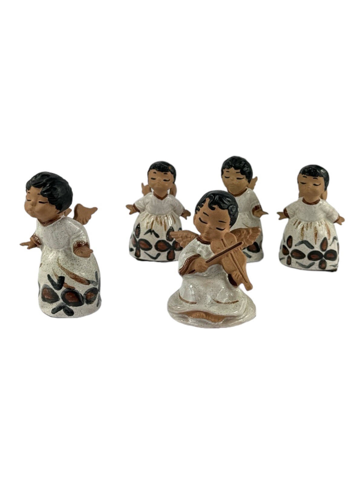 Vintage B Of Hawaii Ceramic Set Of 5 Angels Figurines Fine Art Good Condition