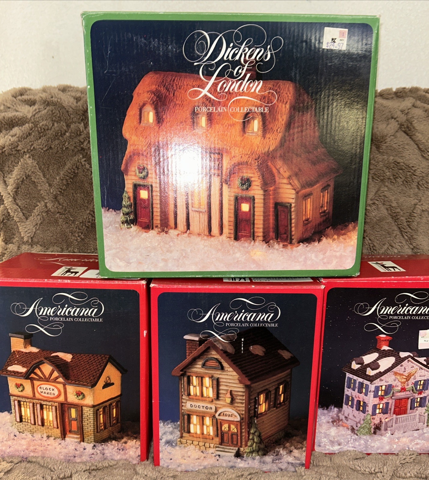 Vintage Dickens Of London/Americana Porcelain Collectibles Lot Of 4 Kmart 1990s