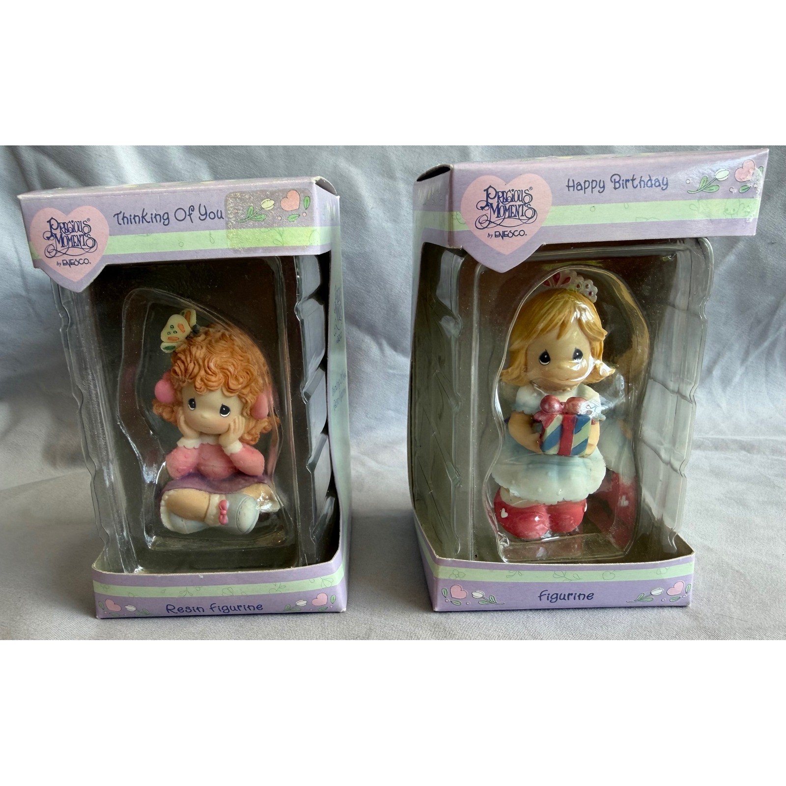 Precious Moments Enesco Resin Figurines Thinking Of You Happy Birthday 2000 Set