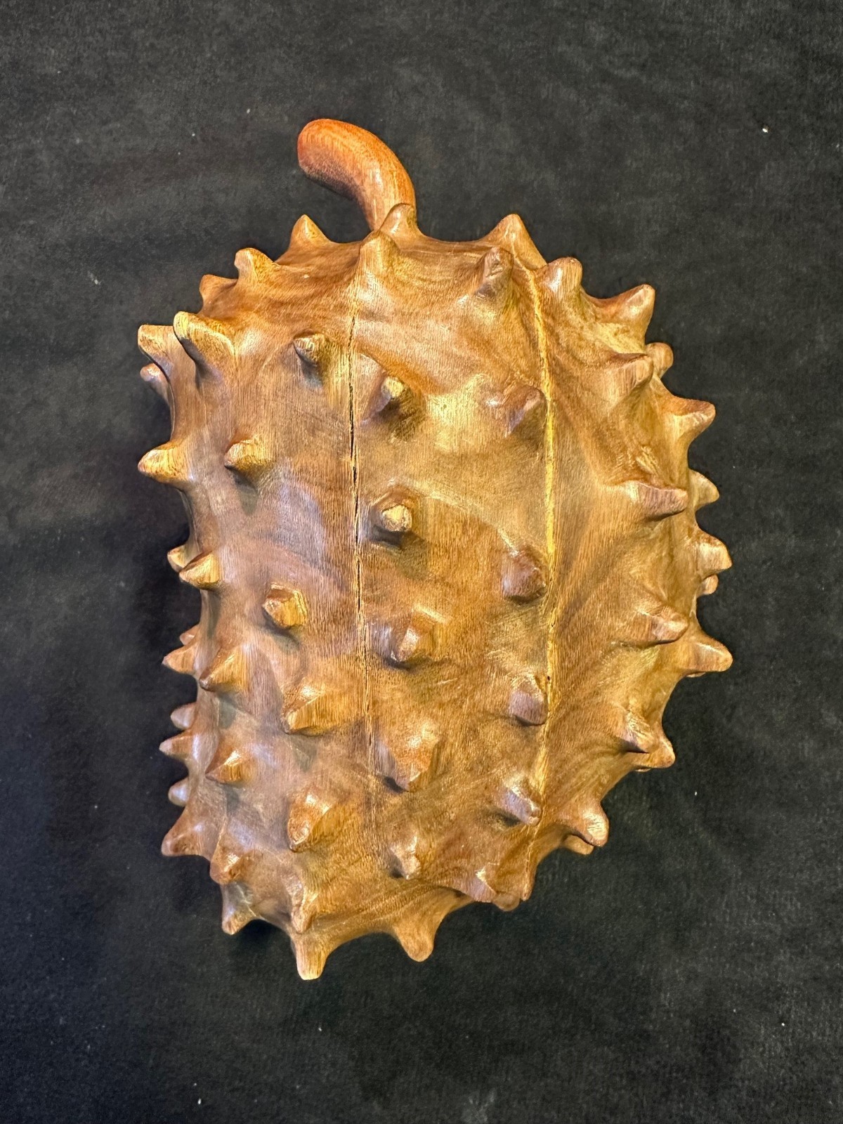 Hand Carved Solid Ironwood Large Kiwano African Horned Melon 7 in. 1.75 lbs.