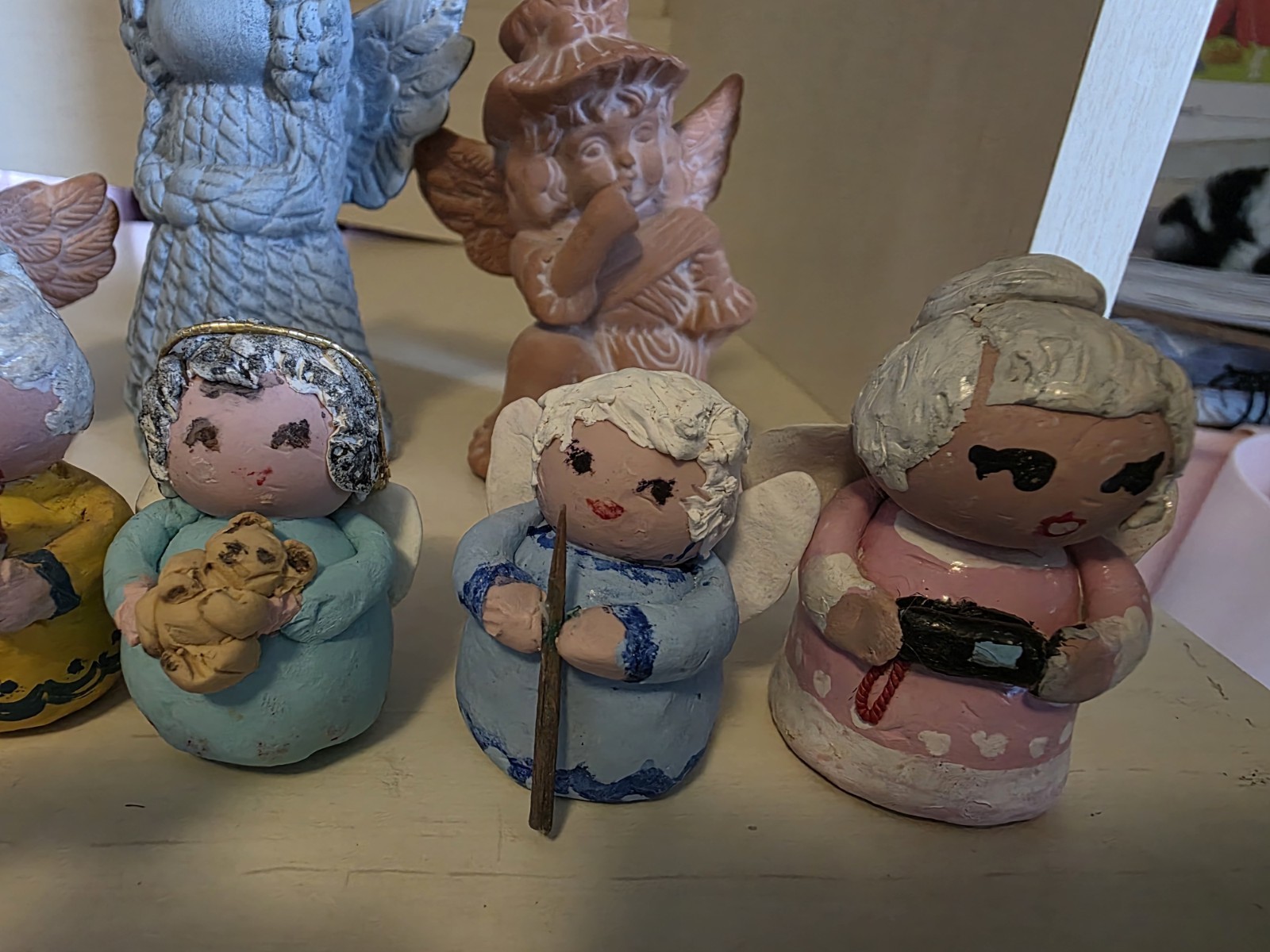 13 Cherub / Winged Angel / Girls & 1 Adorable Kitty Cat Figurine