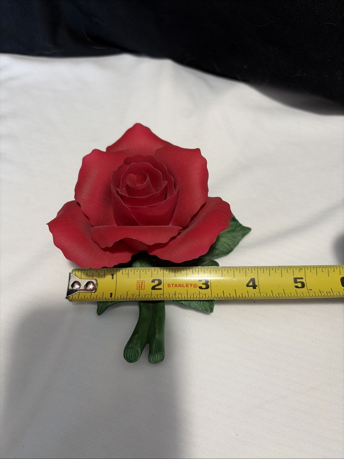 Vintage Red Rose Flower Porcelain Sculpted Figurine Olympiad- Capodimonte Style