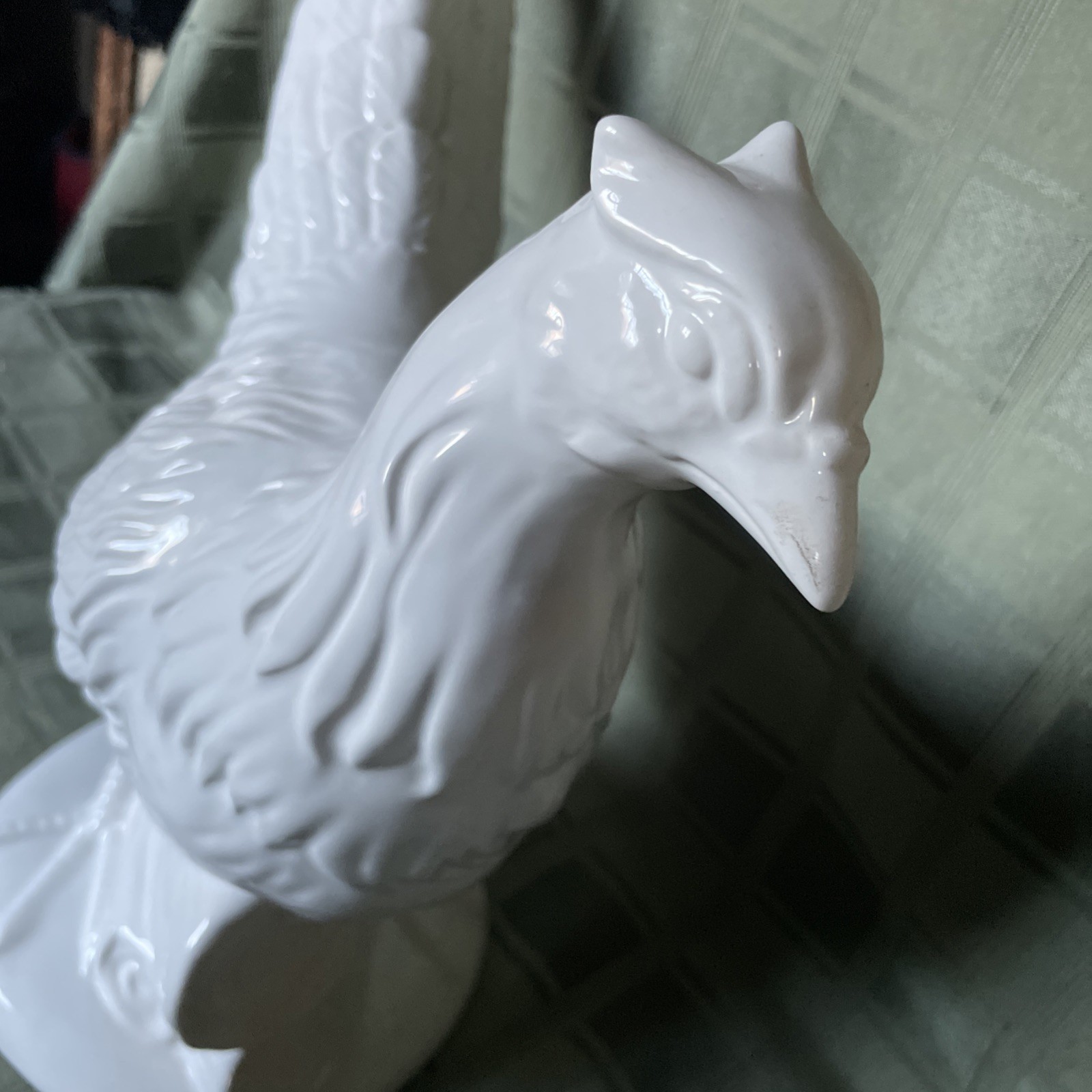 Williams-Sonoma White Pheasant Figurine Bird Decor w/ Log 🪵 Base