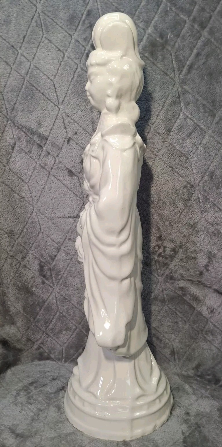 Asian Woman Statue Ceramic Figurine 12.75″ Goddess Empress Lady With Basket