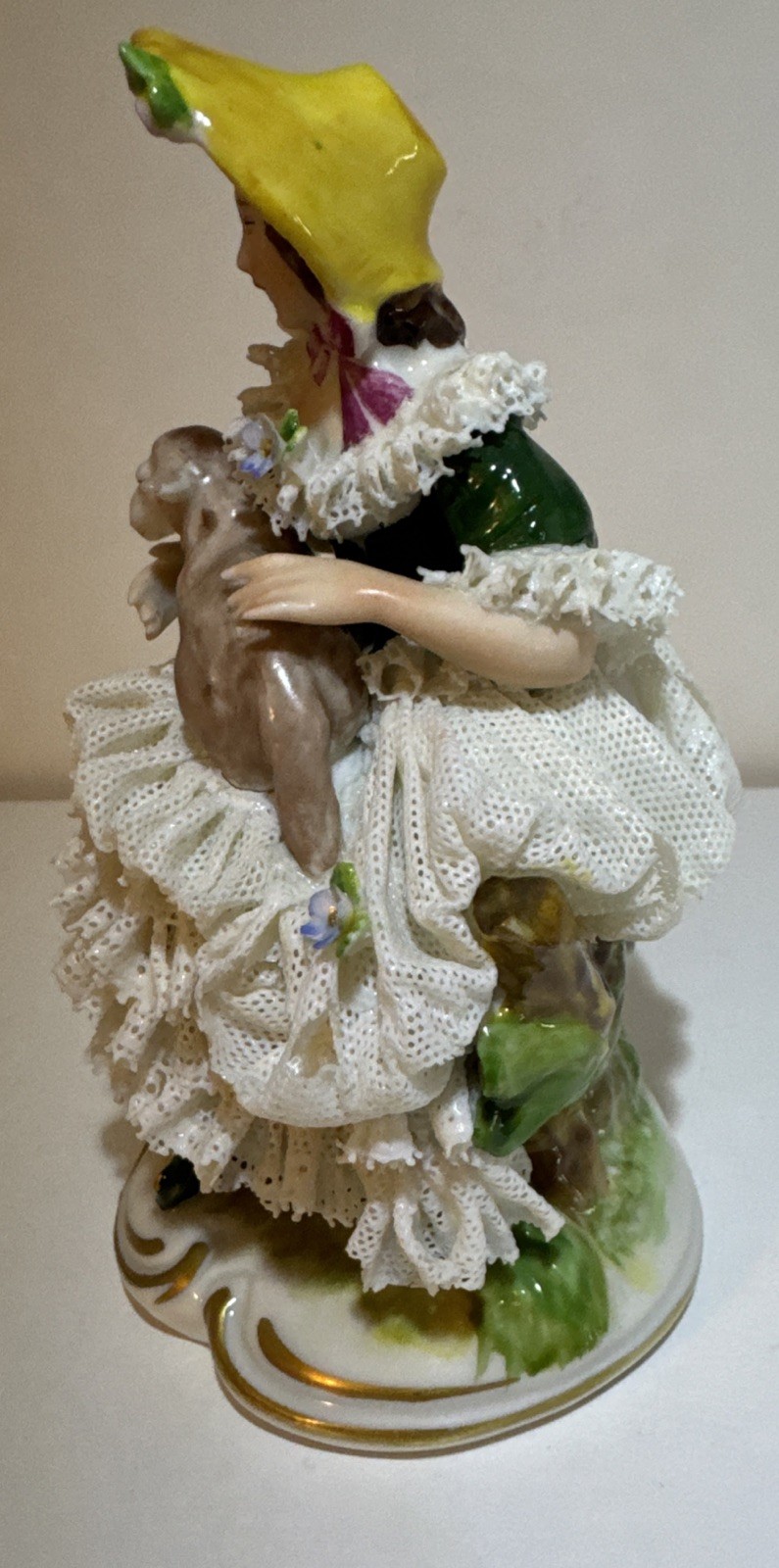 Dresden Lace Lady & Lamb Porcelain Figurine