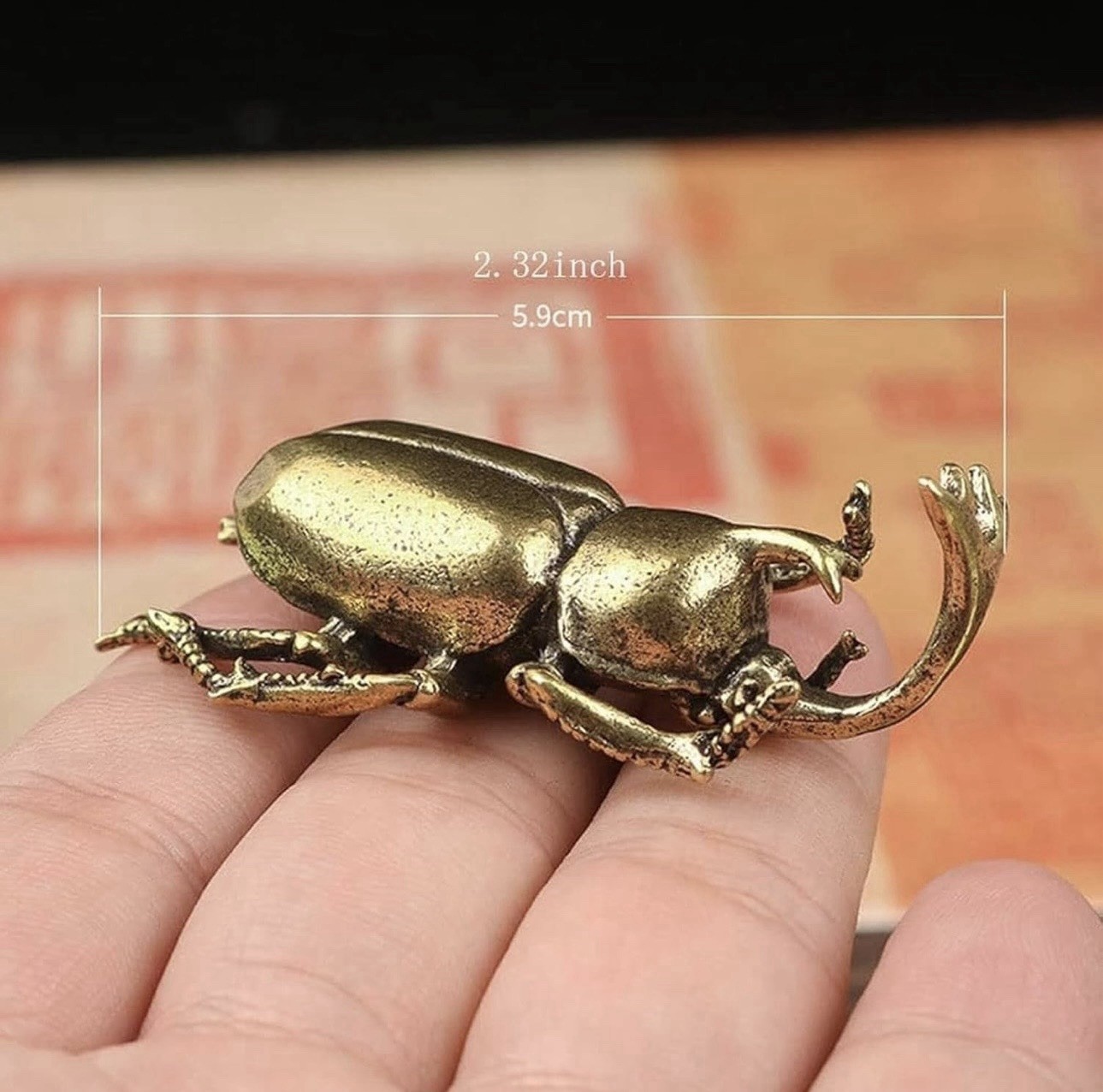 3Pcs Solid Brass Insect Figurine Beetle Statue Home Animal Decor Ornament USA