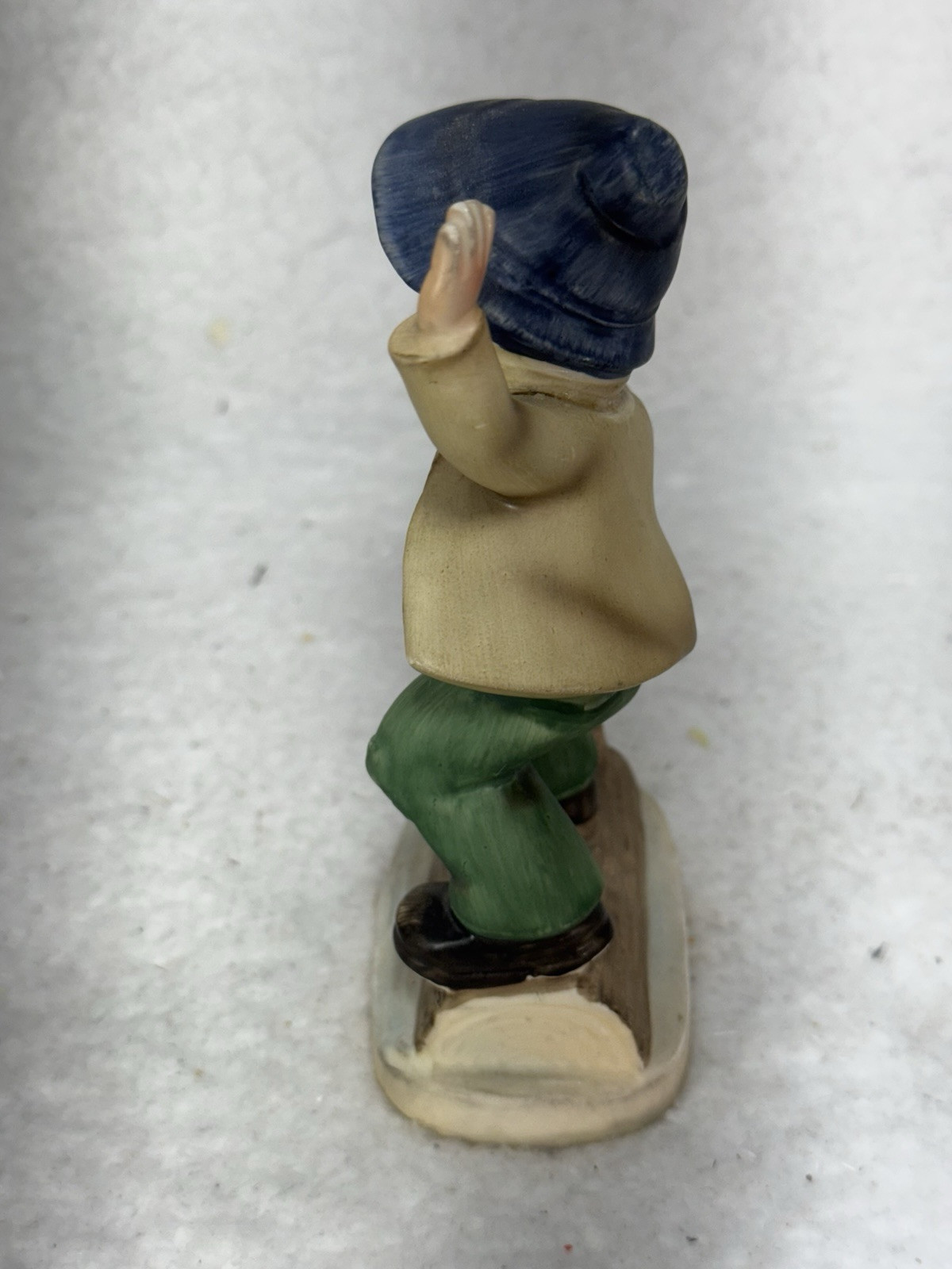 1950-1960 Gift Craft Porcelain Figurine Young Boy Riding On Log with Duck