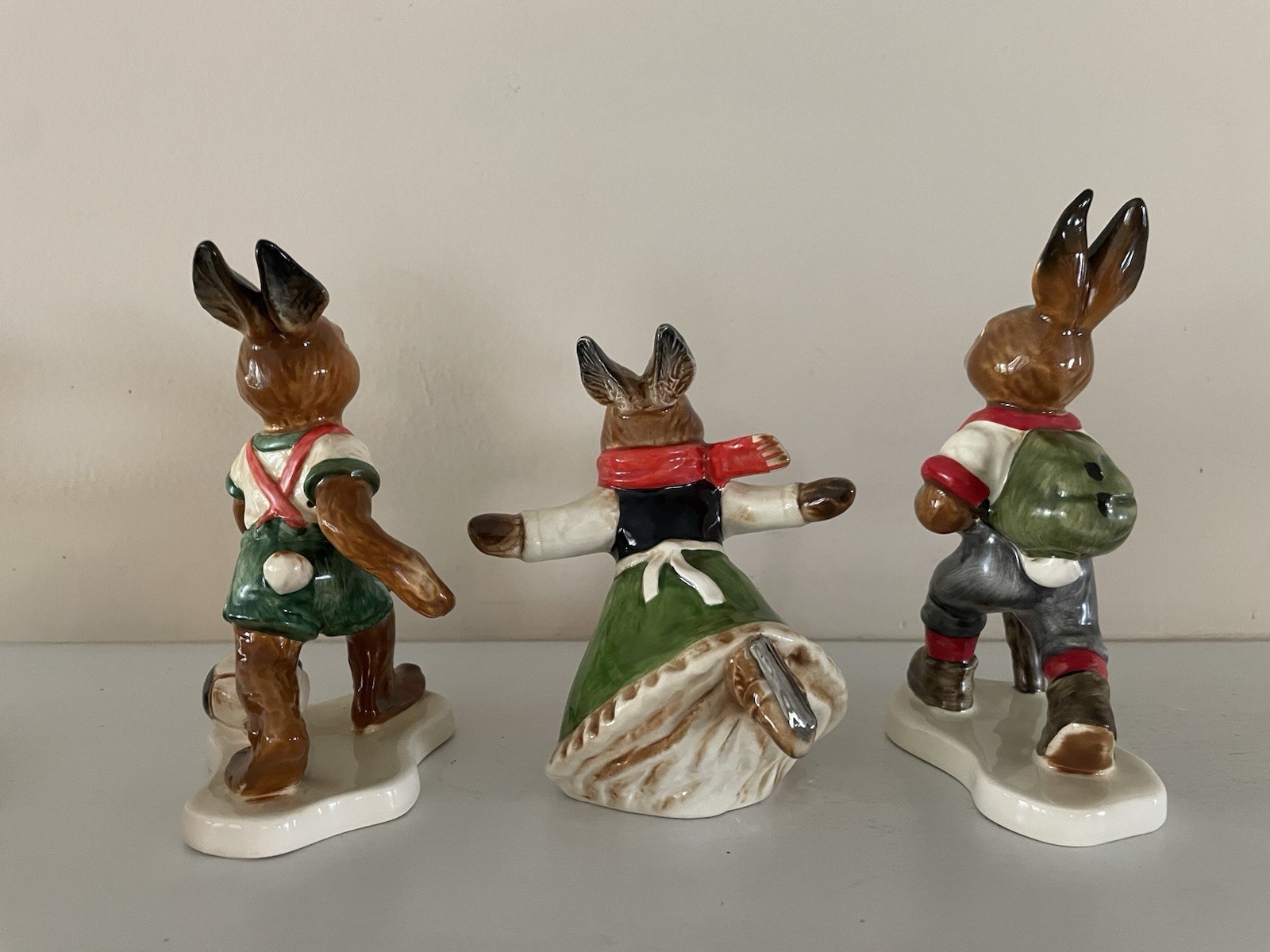 Lot of 3 Goebel Bavarian Bunny/Rabbit Figurine Germany Hand Painted EUC