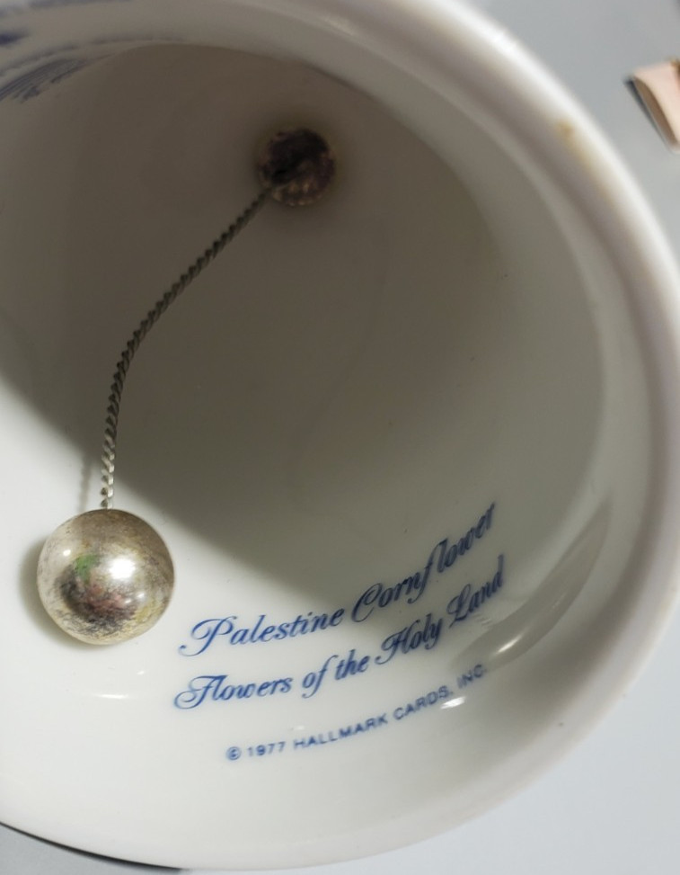 Hallmark Vintage 1977 Porcelain Bell W Flowers of the Holy Land ~ Corn Flower