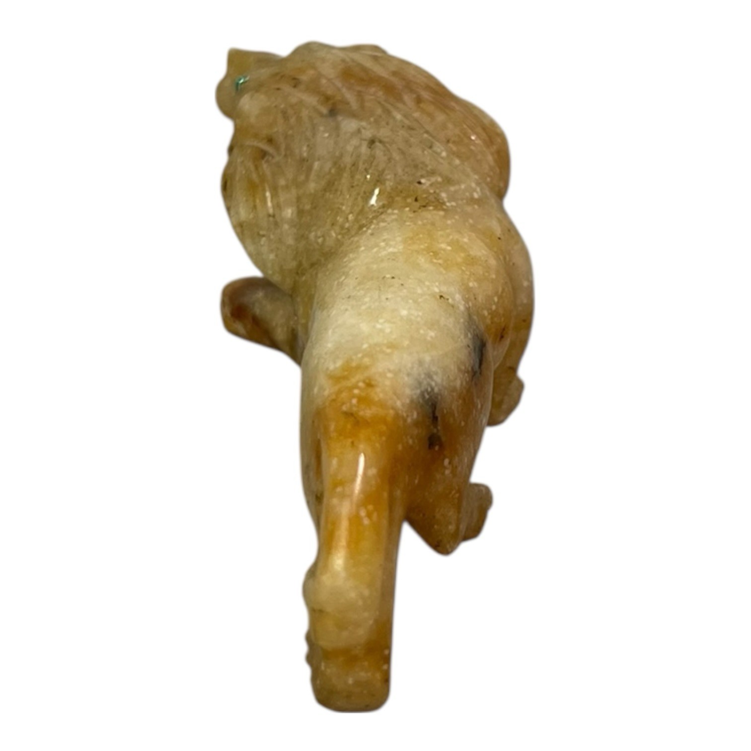 Vintage LION sculpture in natural Onyx Marble stone. 3” Long