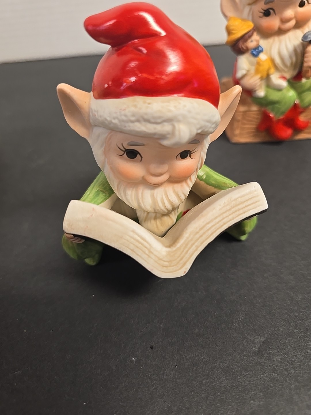 Homco #5406 Vintage Christmas Elf Elves Figurines Trio Ceramic – Set of 3