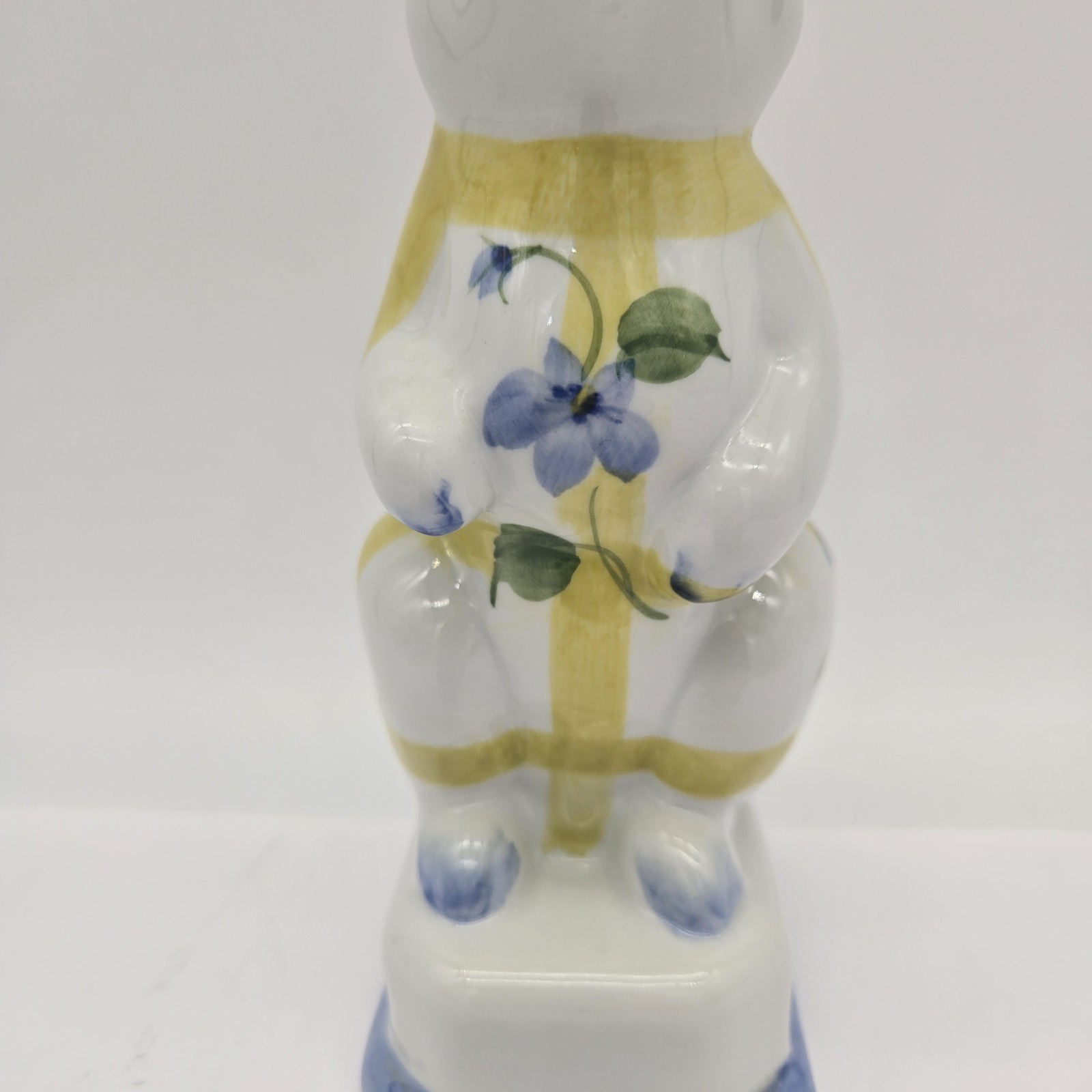Vtg Andrea by Sadek Bunny Rabbit Yellow Blue Plaid Floral Country 7.5″ Figurine
