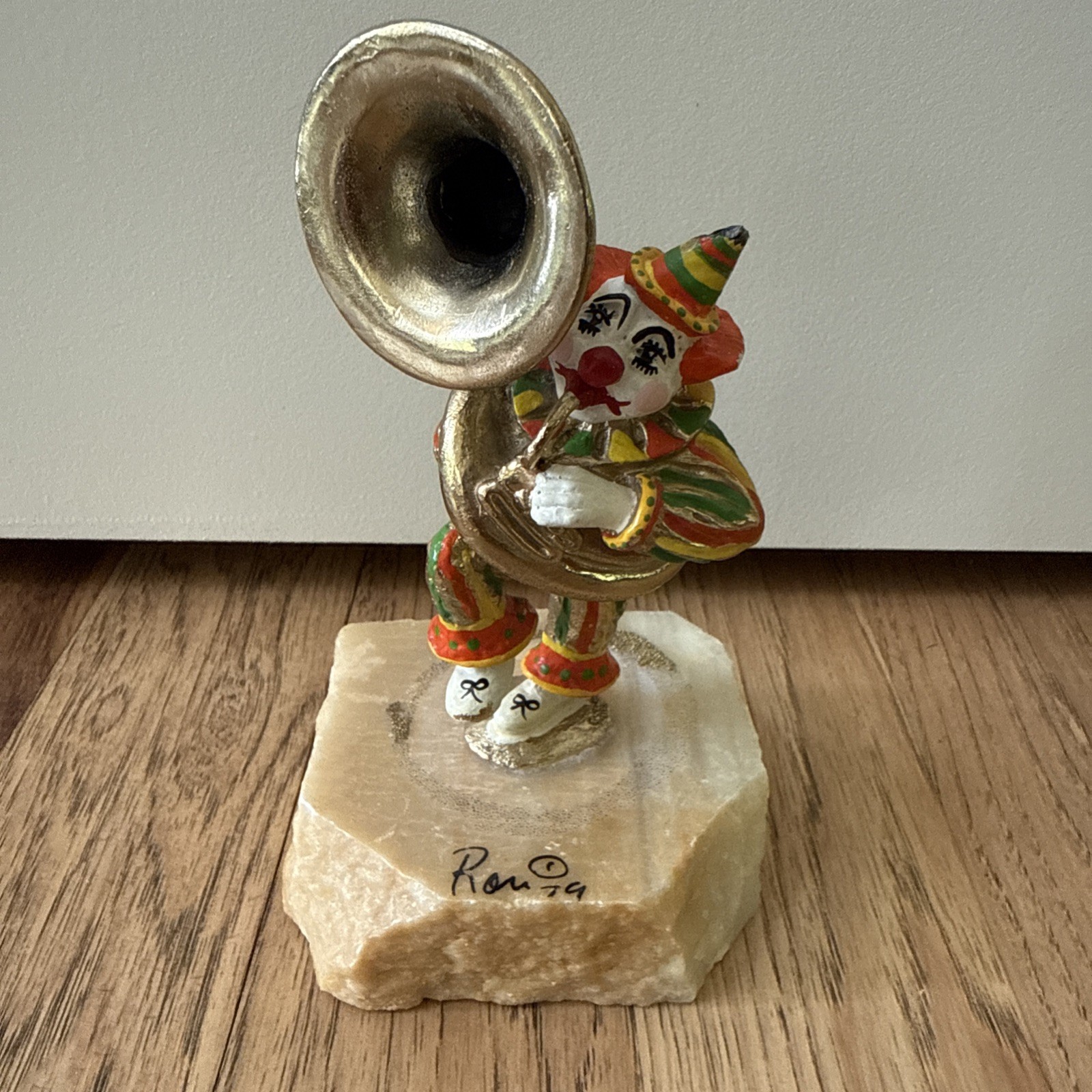 Ron Lee Clown Figurine Playing Tuba on Base Signed 1979