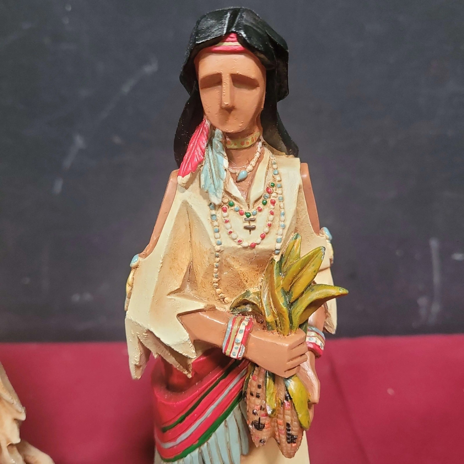 Pacific Rim Thanksgiving Decor Cubist Native American Indians 9″ Figure Set