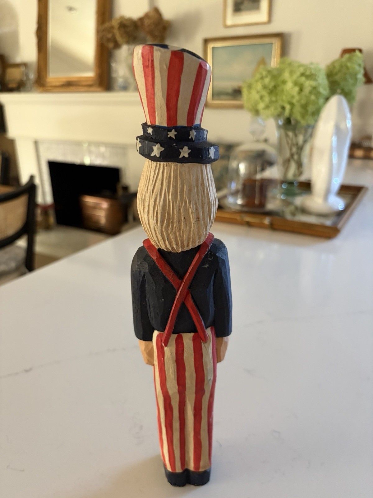 James Haddon Uncle Sam Figurine Patriotic Folk Art Signed Wood Hand Carved 12″