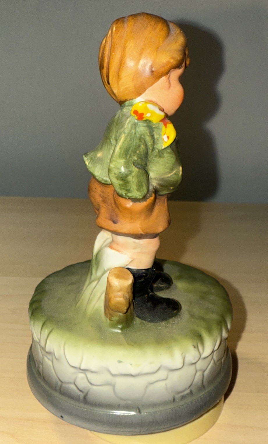 Adorable Vtg.-Made In Japan-Boy & His Dog Figurine Rotating Music Box