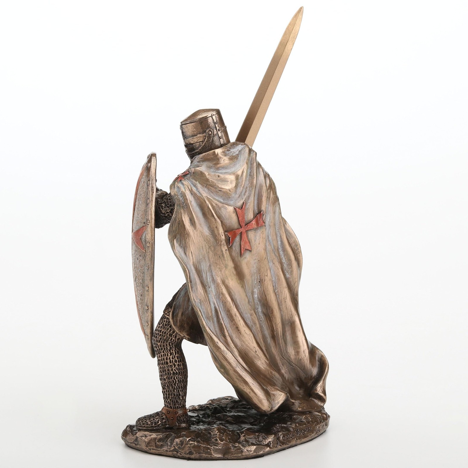 Veronese 7.875″Knights Templar Crusader Sword & Shield Cold Cast Resin Sculpture