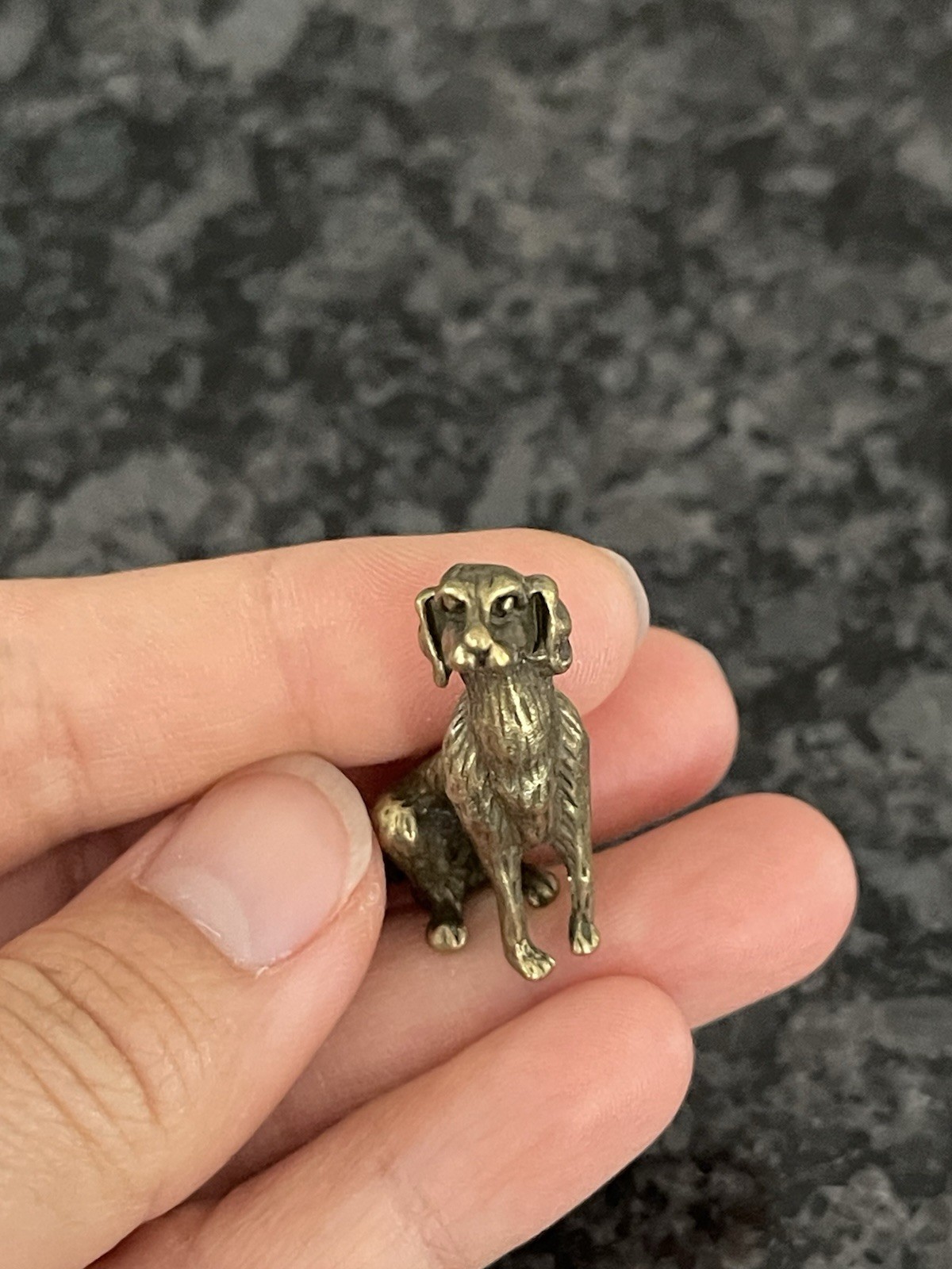 Vintage Mini brass Dog Figurine Statue
