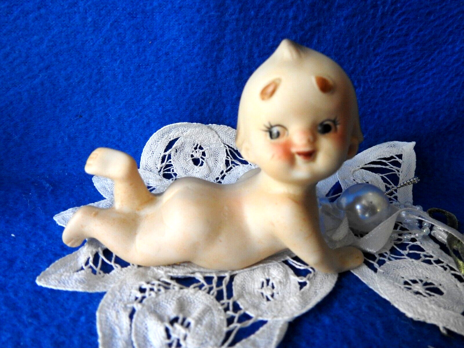Vintage Lego Japan Bisque Porcelain Naked Posing Kewpie Baby Figurine 2 3/4″