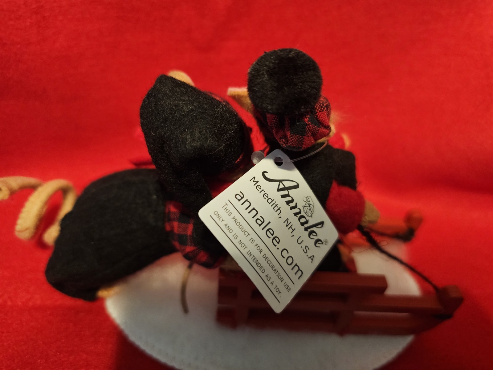 Anna Lee 5in Winter Woods Sledding Mice, 2021, 610021, Plaid girl and boy outfit