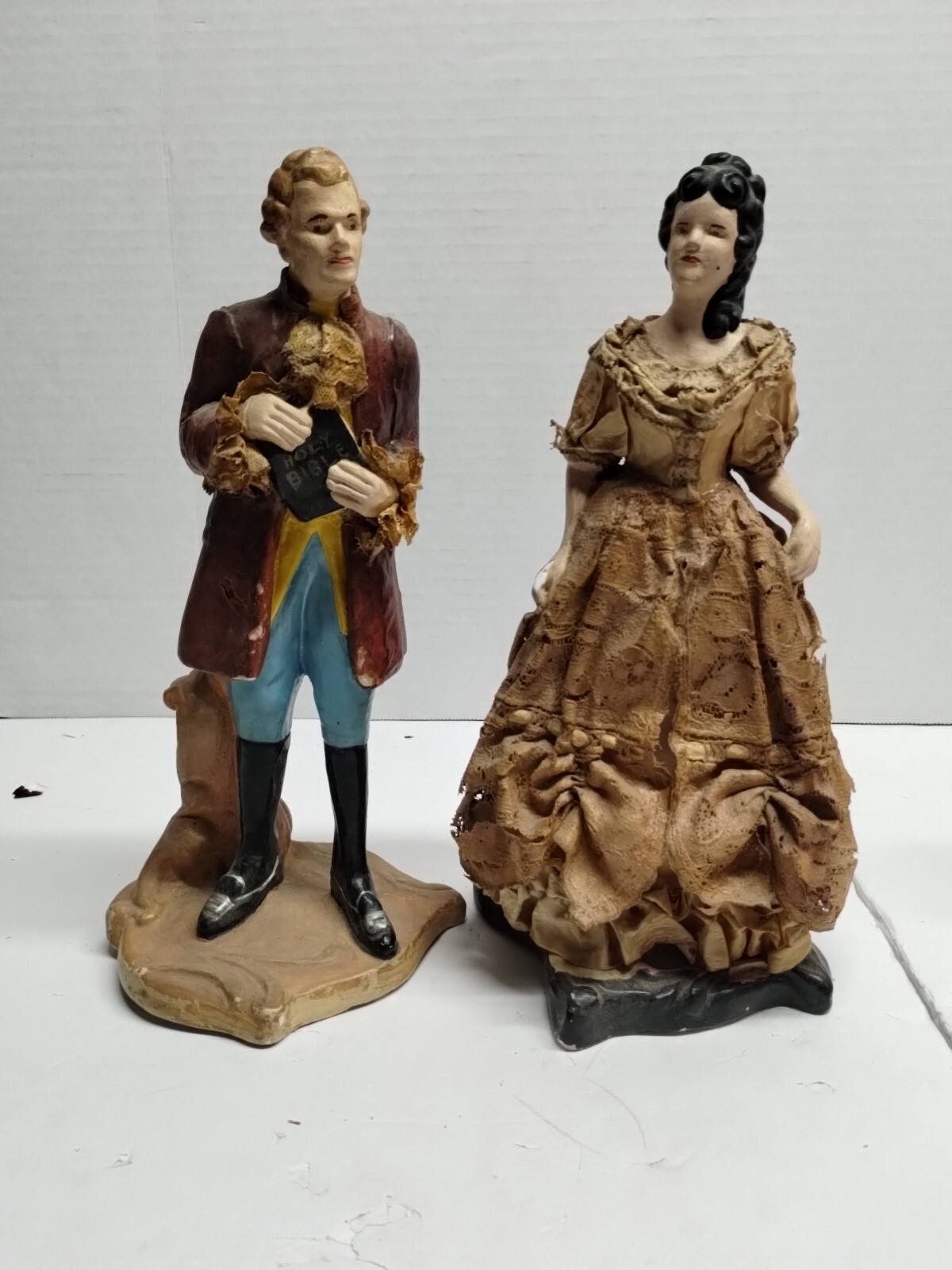 Vintage Chalk Figurines Unsure Of The Year Or Era See Pics For Details.