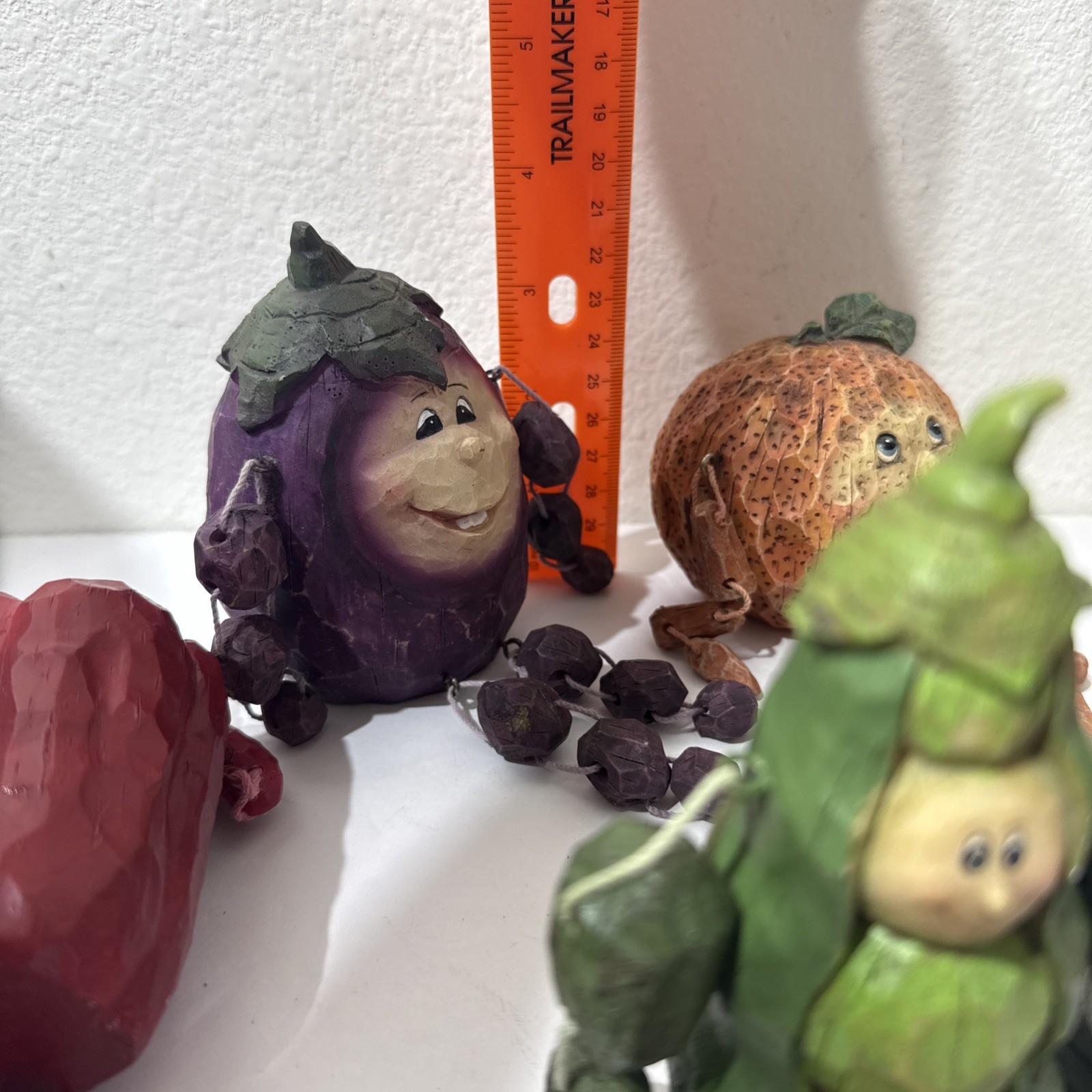 Anthropomorphic Vegetable Shelf Sitter LOT 7 pcs Dangle Granny Core Figures READ