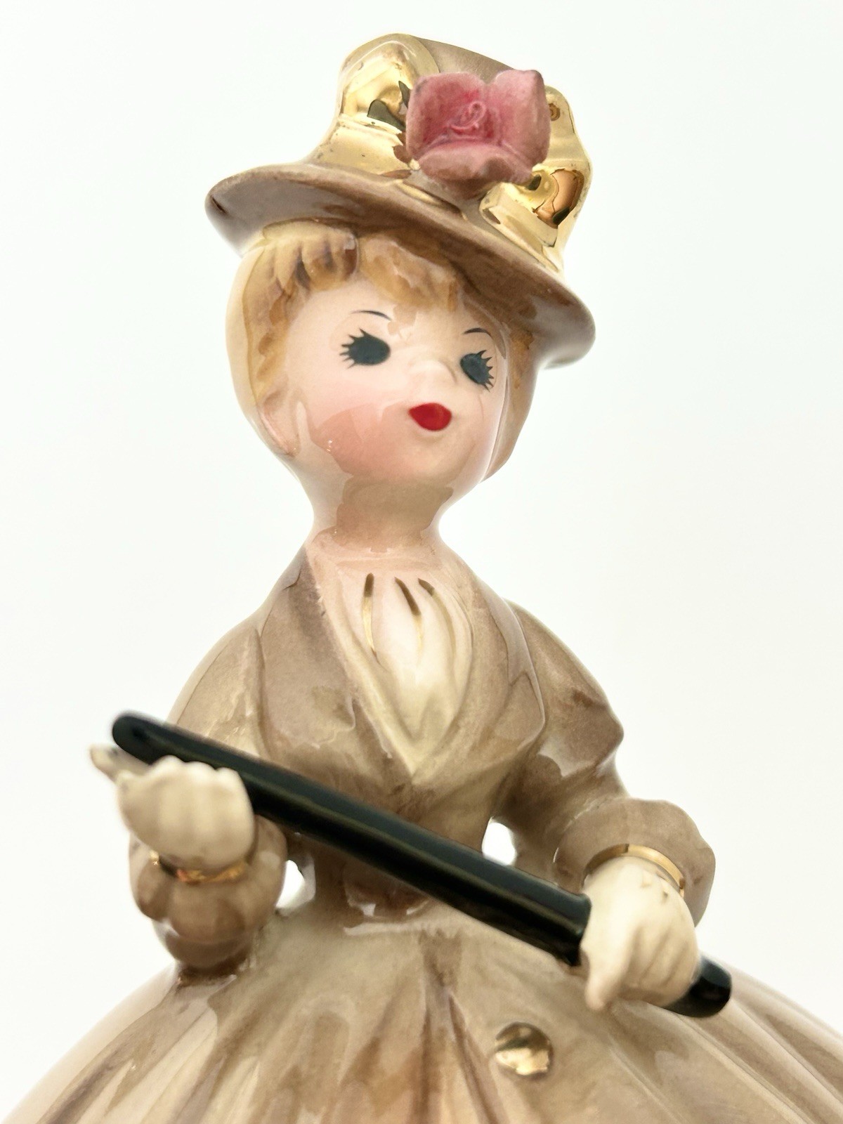 Vintage Josef Originals Holiday in England Lady in Brown & Gold Dress Figurine