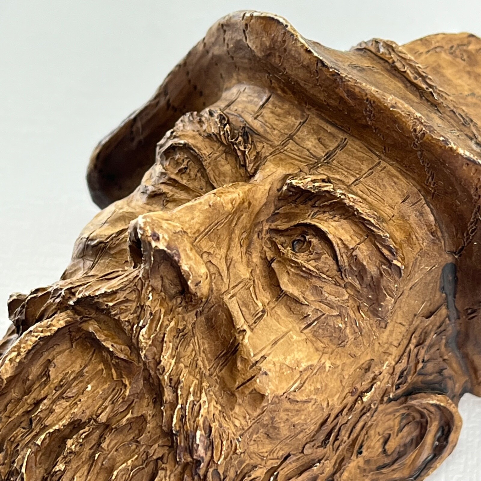 Old Man Smoking Pipe Small Cast Resin Black Forest Souvenir Wall Mount Sculpture