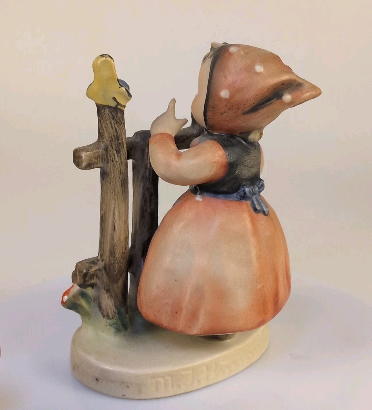 Hummel Signs of Spring 203 2/0 TMK4 Goebel W Germany Girl Fence Bird Figurine