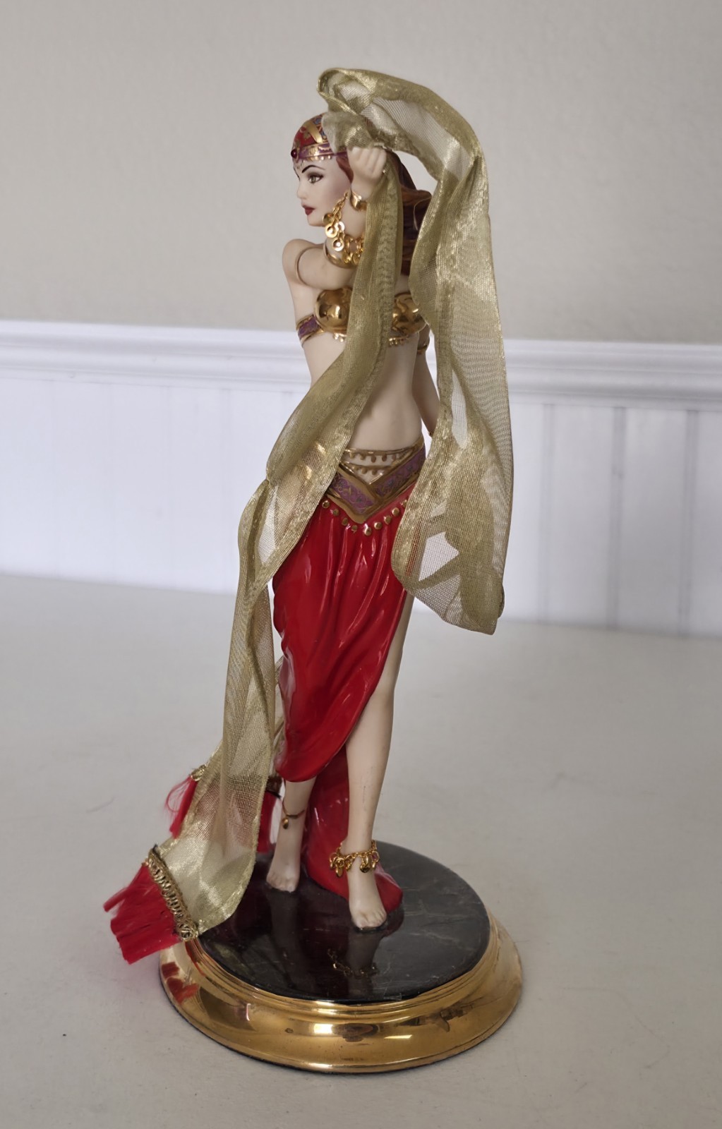 READ Franklin Mint ‘Dance of The Seven Veils’ Roma Gypsy Belly Dancer Figurine