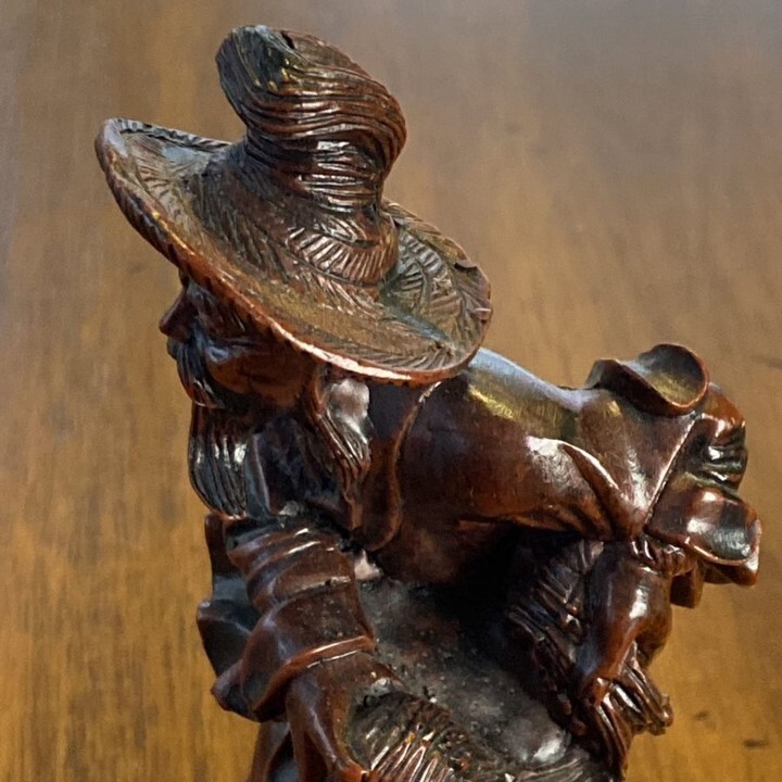 Japan Carved Resin Fisherman Figurine 6” Fortune Ebisu Immortal Wealth Vintage