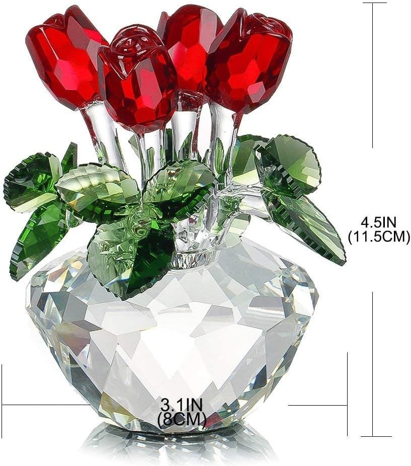 Crystal Red Rose Figurine Gift-Boxed