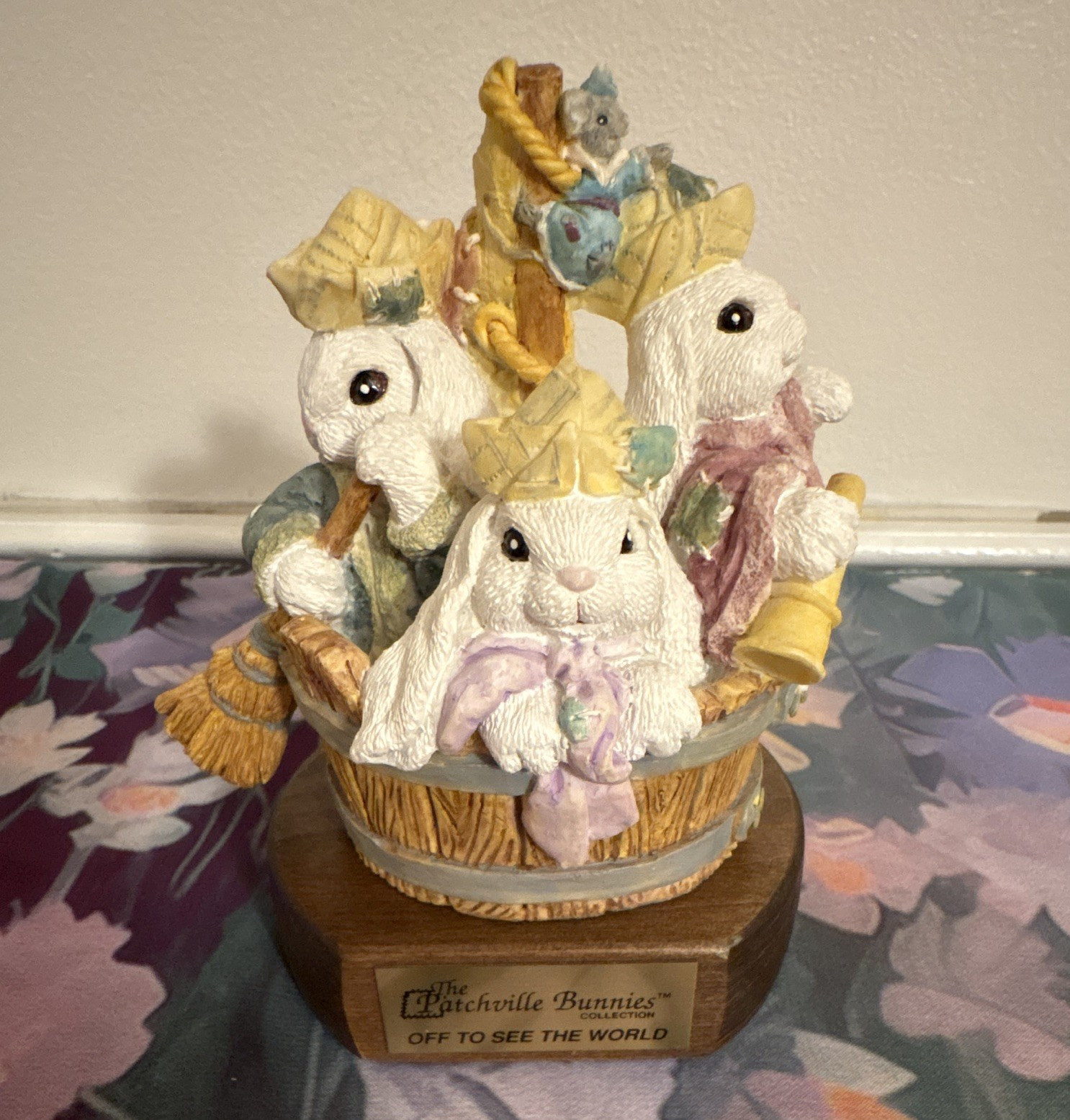 Patchville Bunnies “Off to See the World” Limited Edition Boxed Resin Figurine