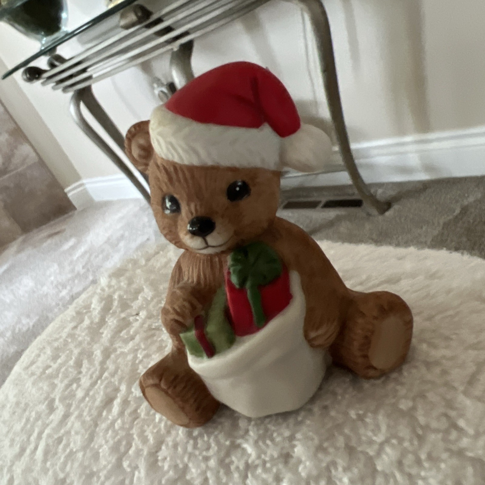 Homco Teddy Bear of the Month DECEMBER 1413 Miniature Figurine Christmas Santa