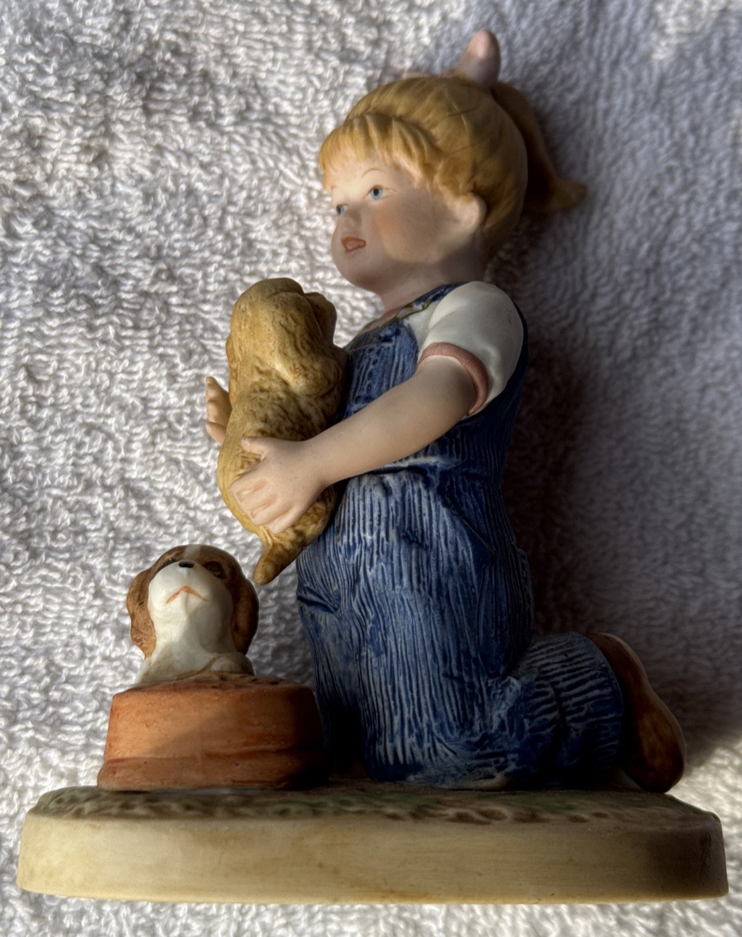 1985 HOMCO Denim Days “Debbie an Puppies” Figurine # 1503