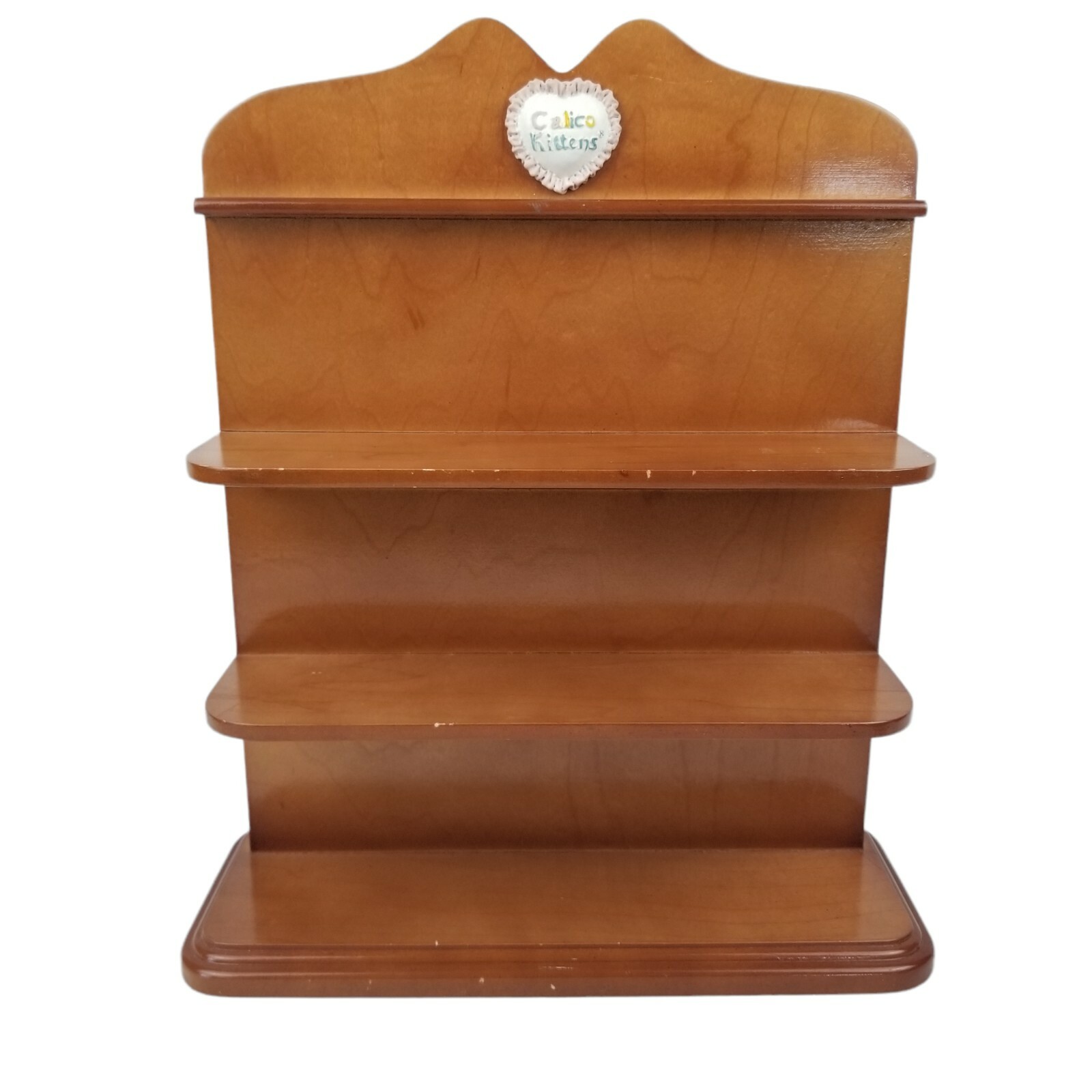 Calico Kittens Wood Display Shelf 3 Shelves For Figurines Freestanding Brown