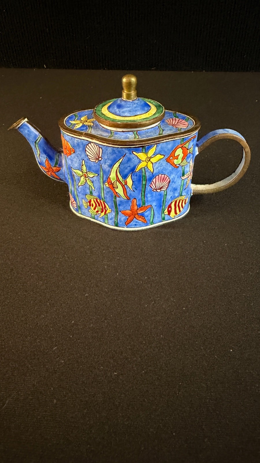 Kelvin Chen Teapot Mini Enameled Sea-life Fish Design