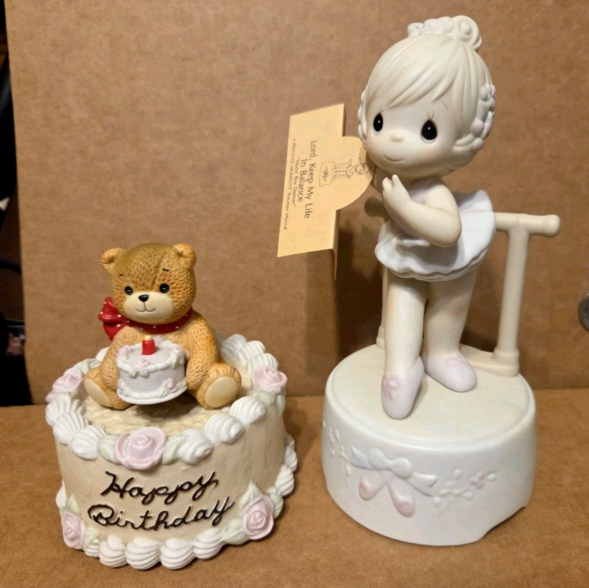 Dealer Lot (2) Enesco Music Boxes Happy Birthday & Ballerina by Precious Moments