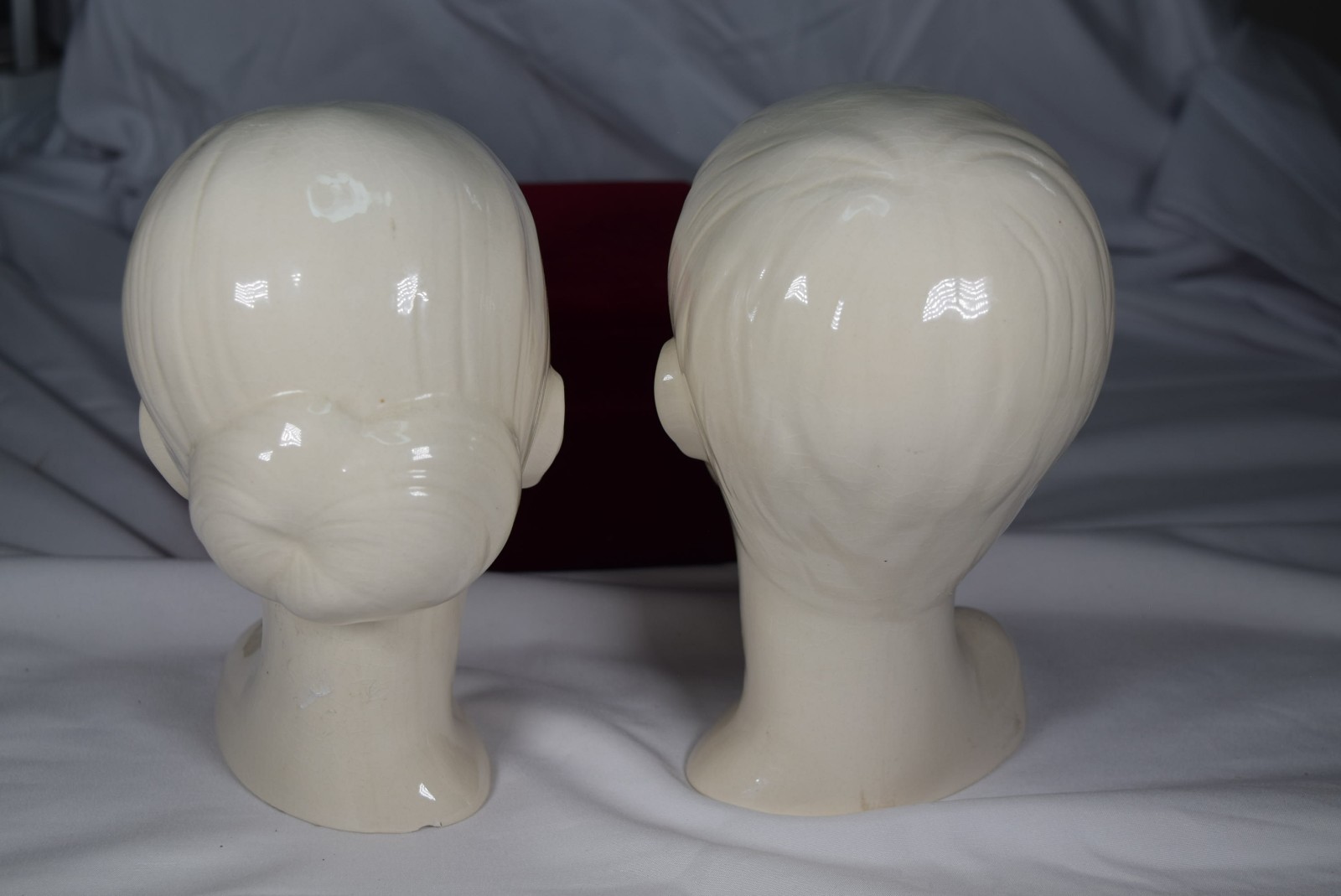 Vintage HOLLAND Mold 1960’s Boy & Girl Head Bust White Ceramic Decor Glossy