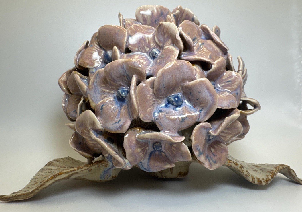 Handmade Porcelain Hydrengea Sculpture 8.5” x 5.5” x 4.75”