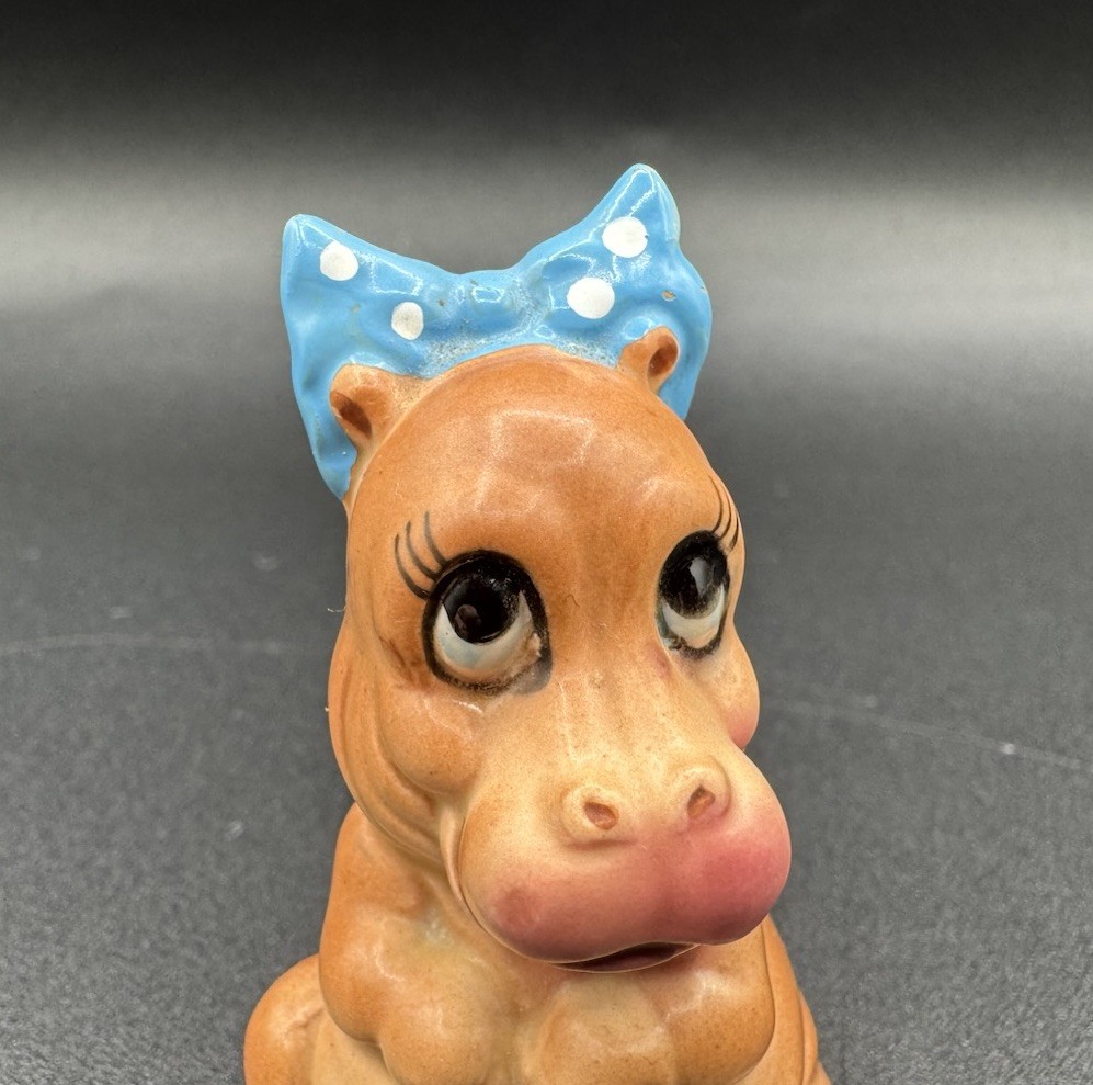 Vintage Josef Originals Baby House Hippo 1960s MCM Small Ceramic Figurine