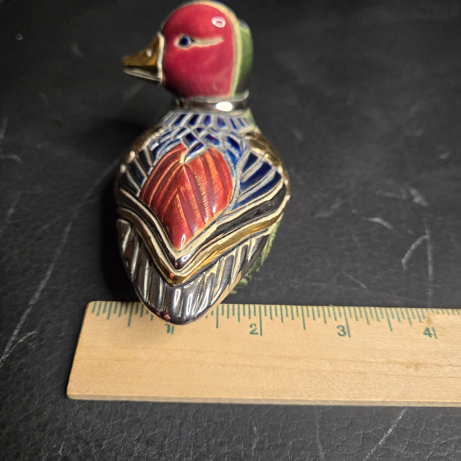 Artesania Rinconada Duck Silver Anniversary Gold Uruguay Pottery Cloisonné Style