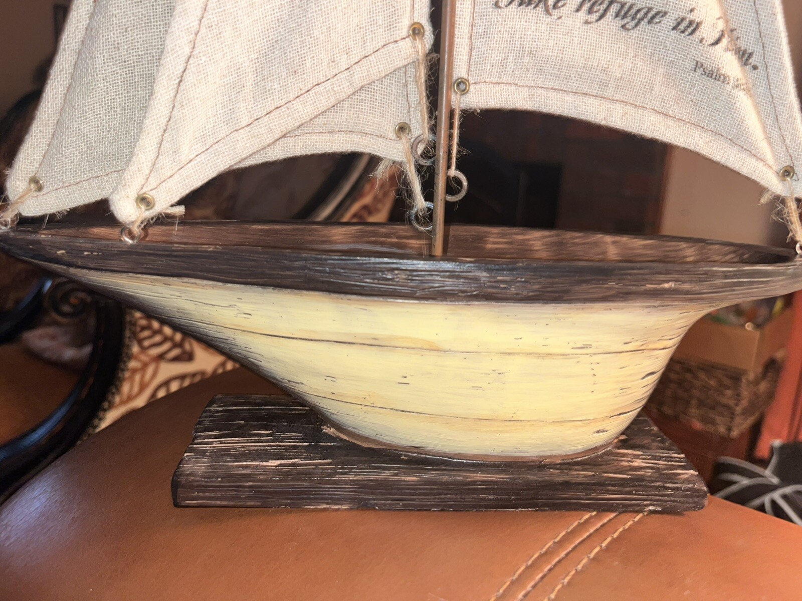 I Will Praise Your Name Canvas Sail 17”x11” Wood Table Top Sailboat Scripture