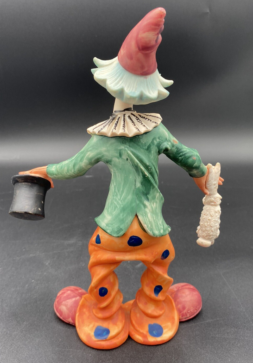Vintage Resin Comoy’s of London Clown with Rabbit and Hat, Made in Italy, 9.25″