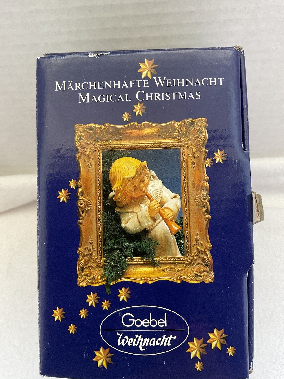 Vintage Goebel Weihnacht Blue Angel With Harp Blue 41-004-25-0 10cm/4” EAN