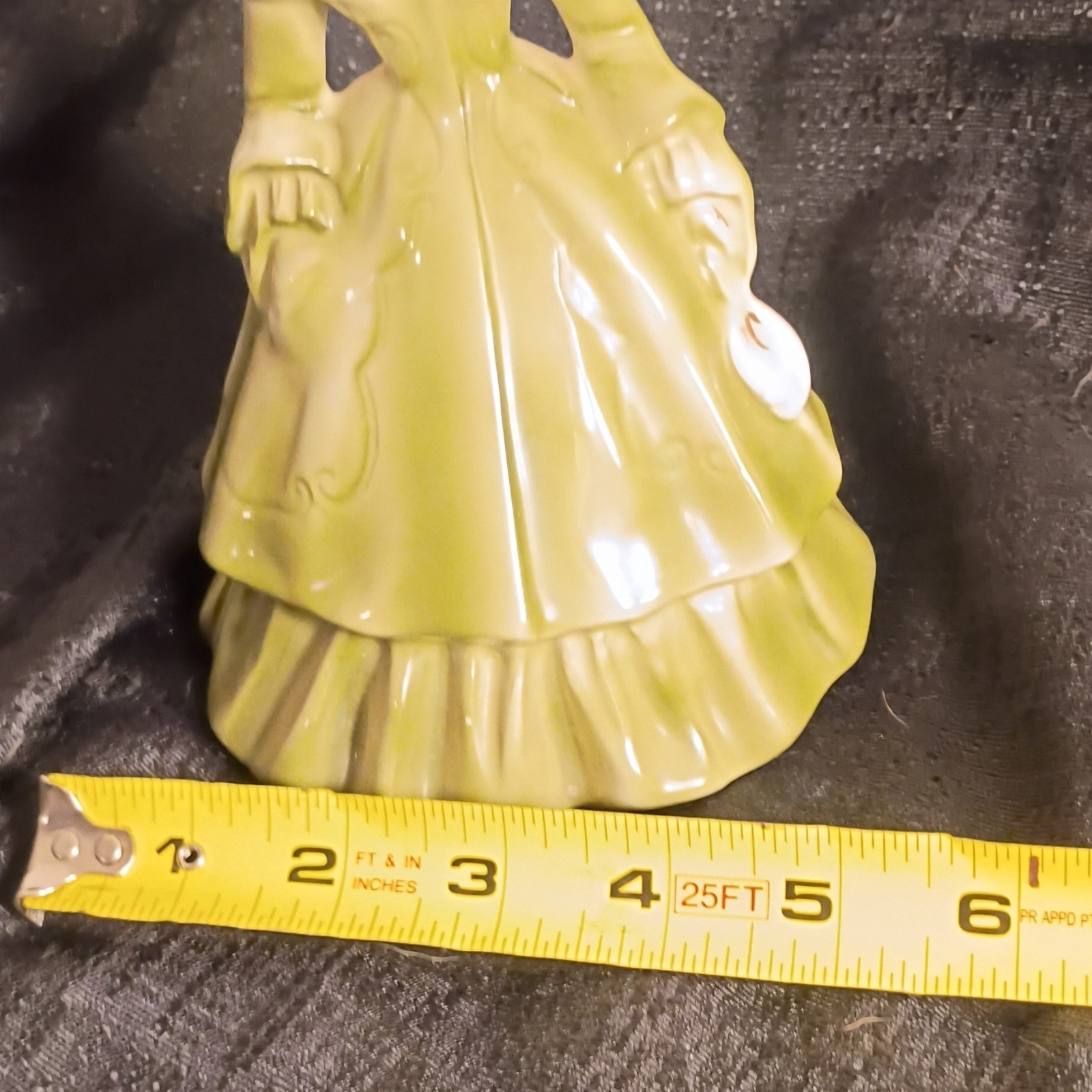 Florence Ceramics Lady Figurine L. Evans Signed 1959 Green Dress 6in